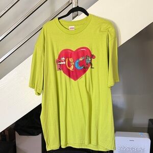 Supreme Lime Green Tee with Heart Graphic